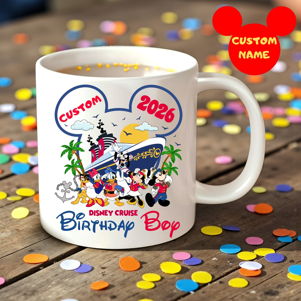 Disney Cruise 2026 Birthday Boy Custom Mug , Personalized Disney Cruise Line Cup