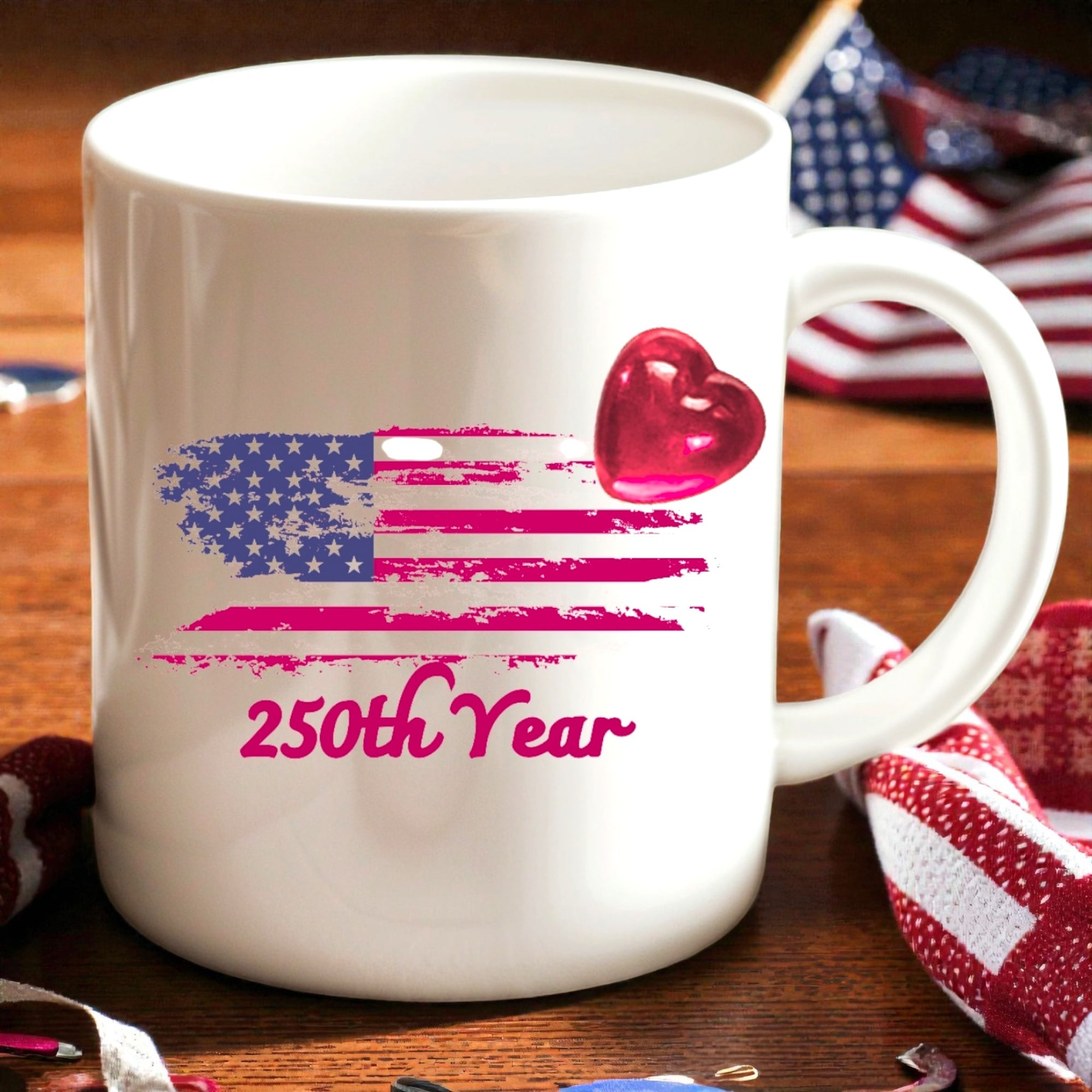 America 250th Anniversary Mug, Fourth of July Tea Cup