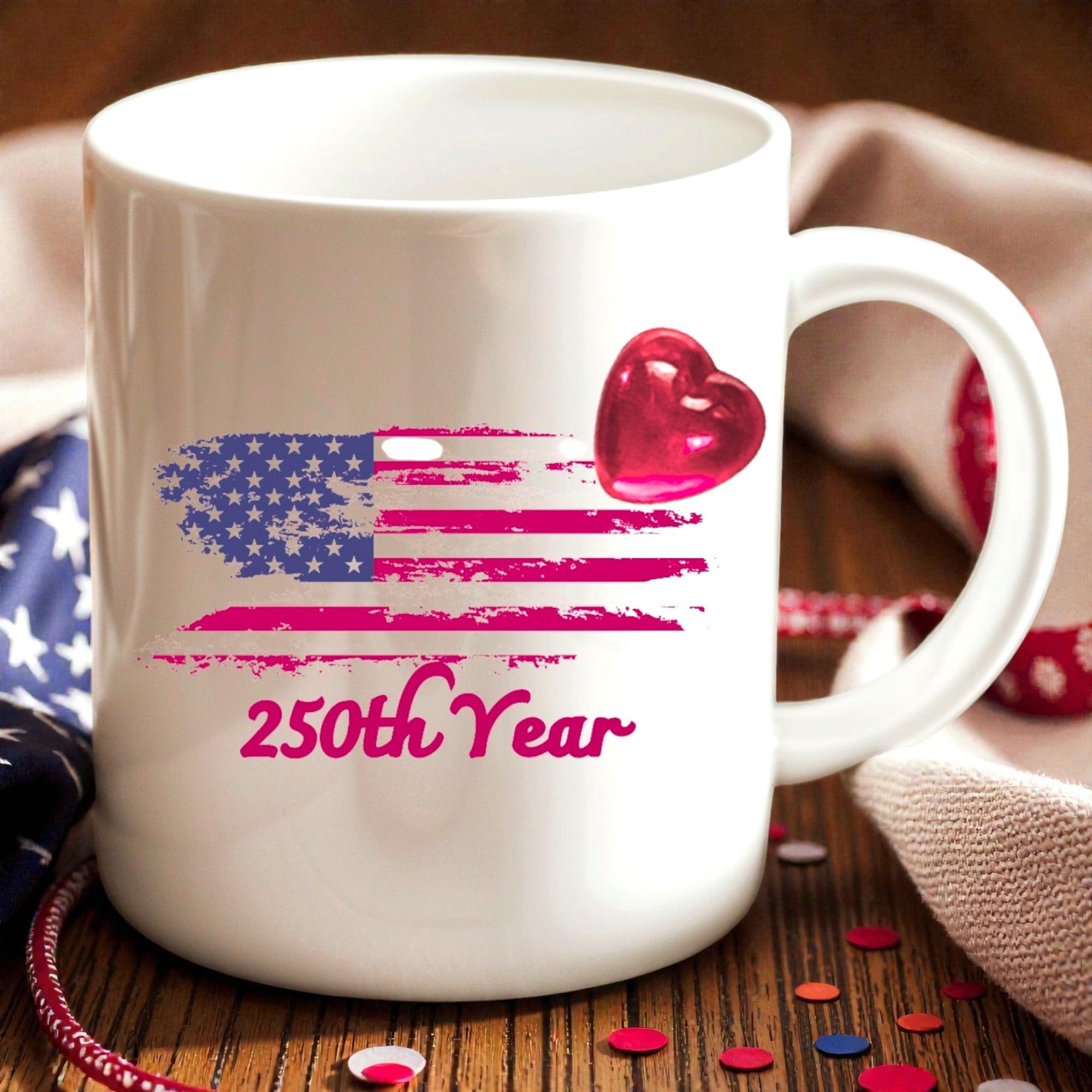 America 250th Anniversary Mug, Fourth of July Tea Cup