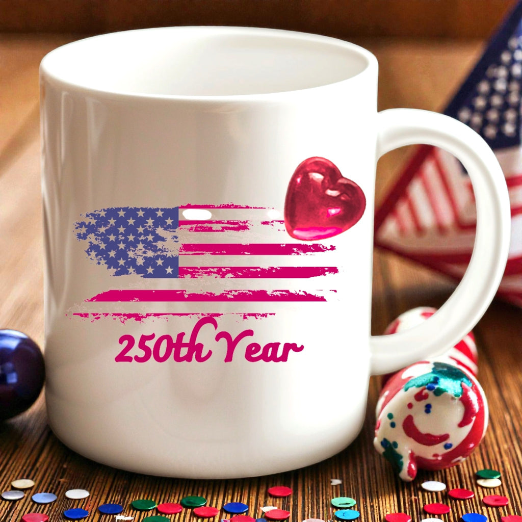 America 250th Anniversary Mug, Fourth of July Tea Cup