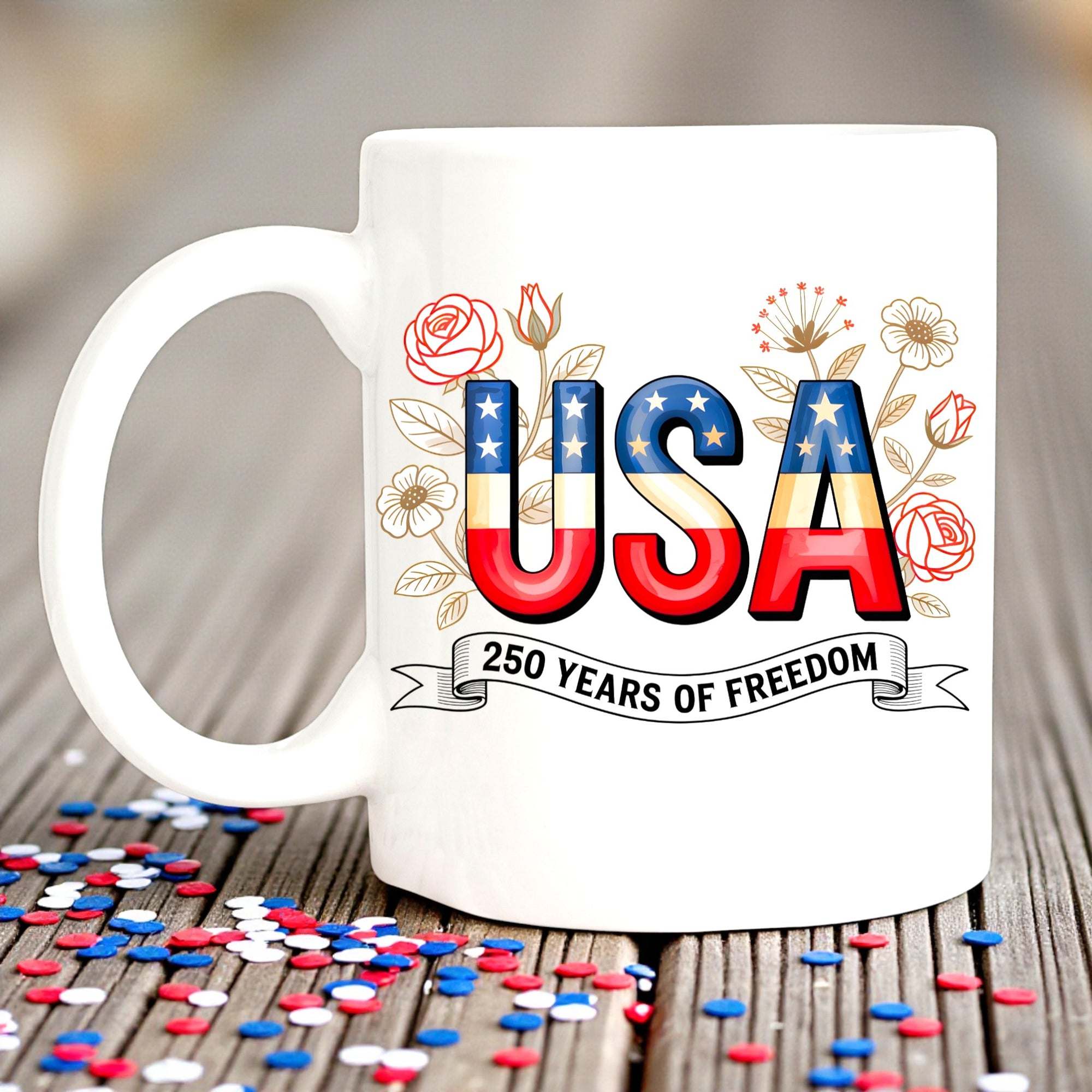 250 Years of Freedom  Mug, Fourth of July Tea Cup