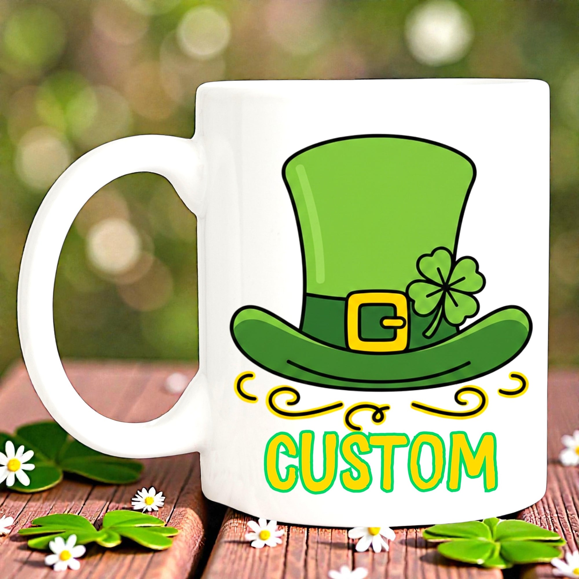 Personalized St Patrick's Day Mug, Custom Shamrock Coffee Cup
