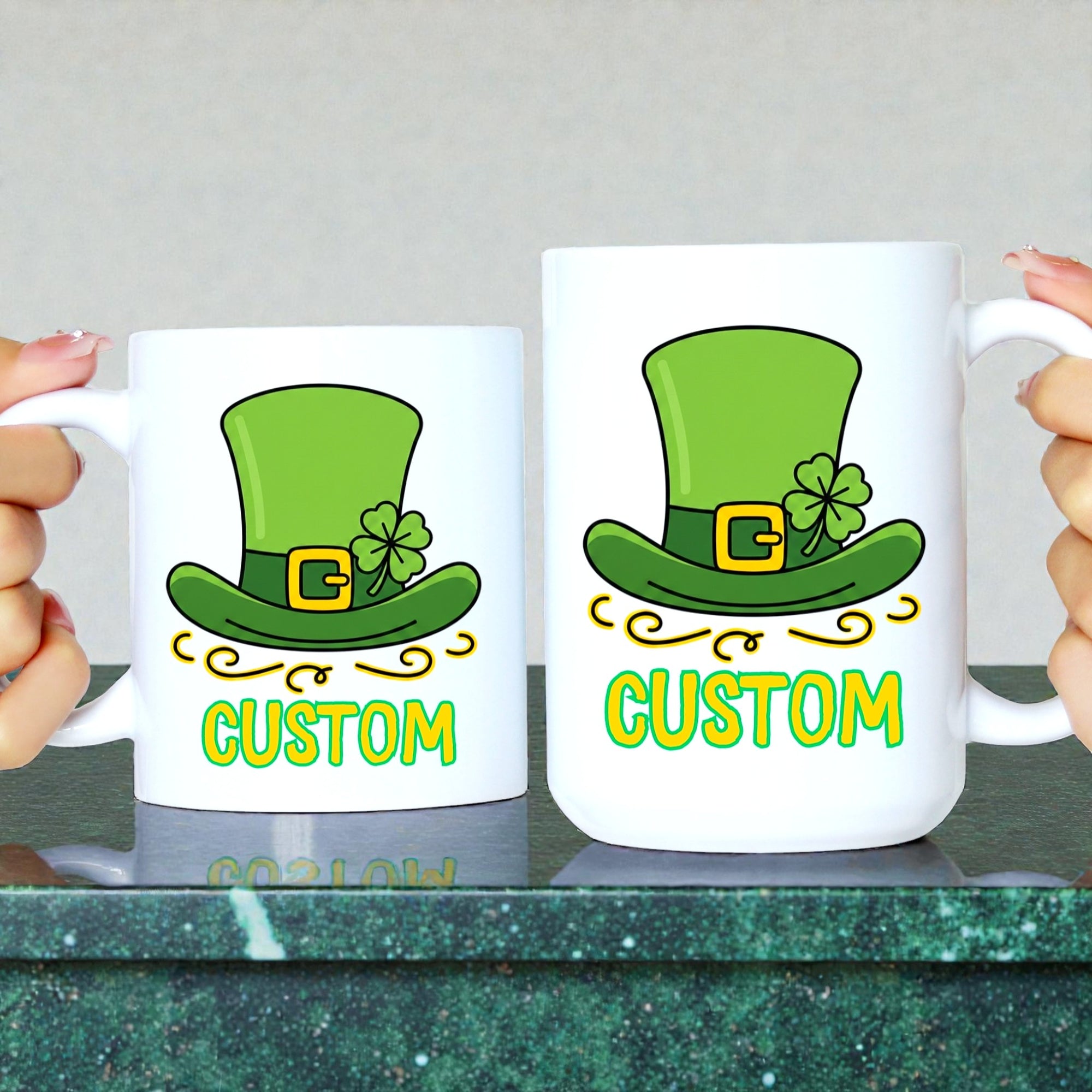 Personalized St Patrick's Day Mug, Custom Shamrock Coffee Cup