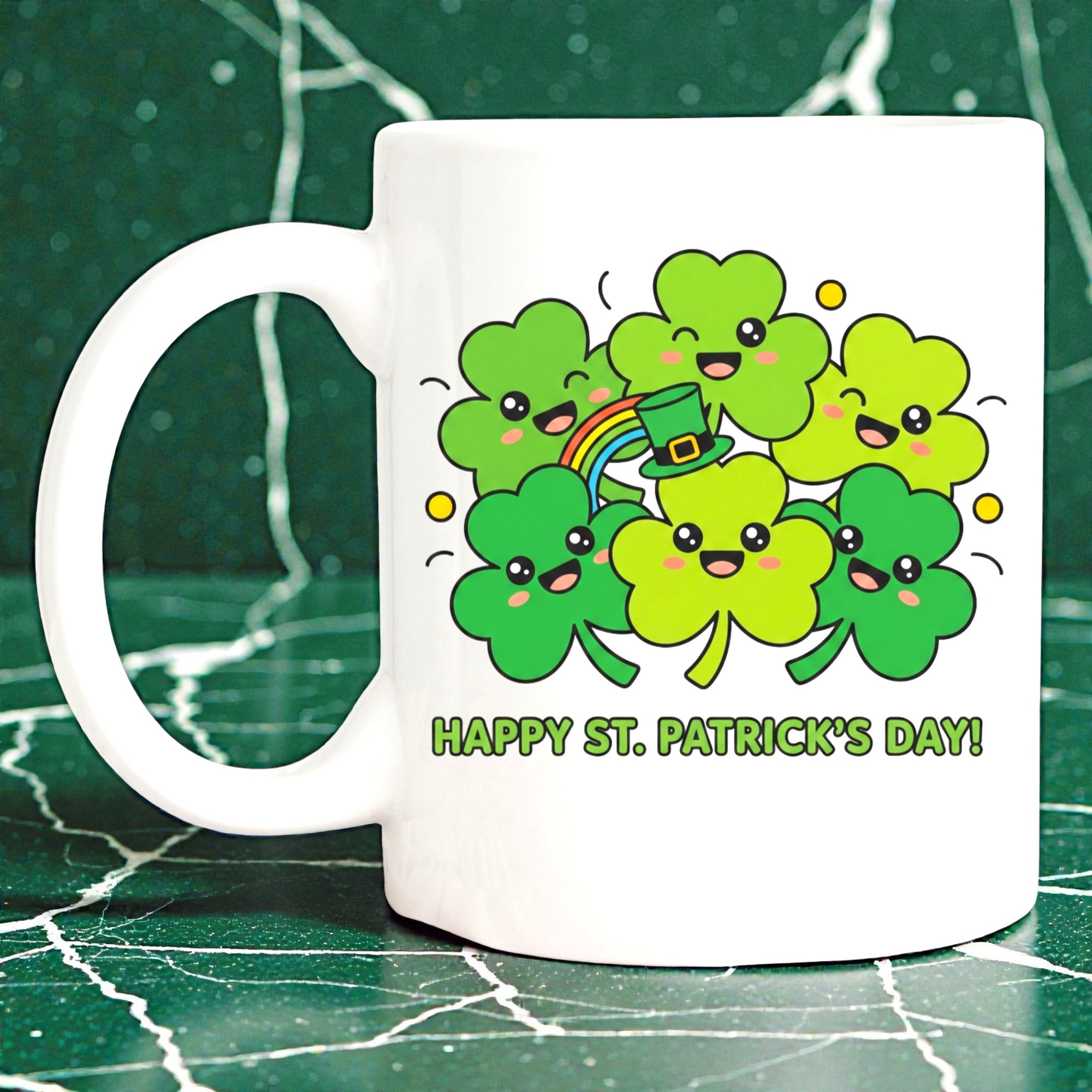 Shamrock Happy St Patrick's Day Coffee Mug, Lucky Irish Gift