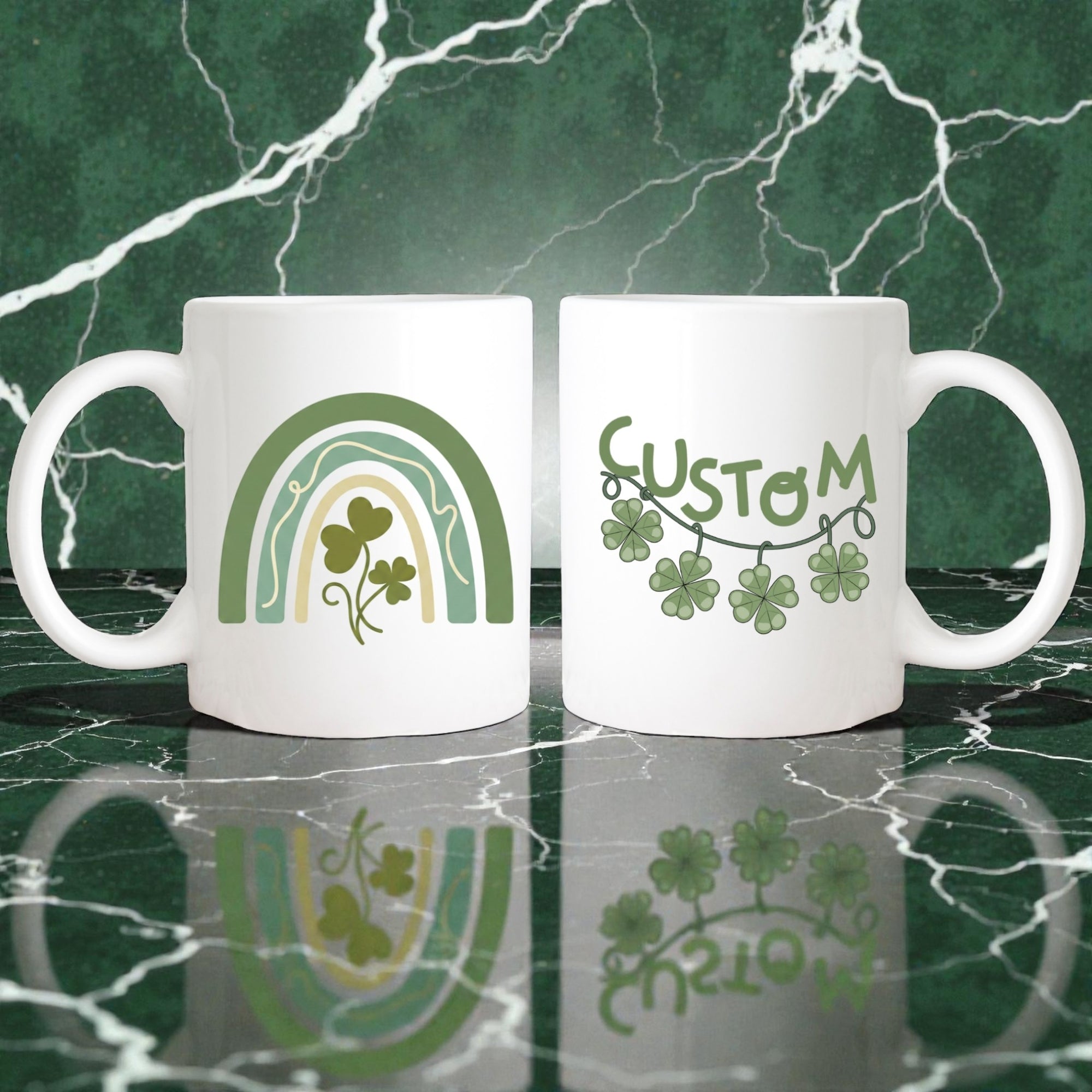 Personalized St Patrick's Day Mug, Custom Shamrock Coffee Cup (Kopya)