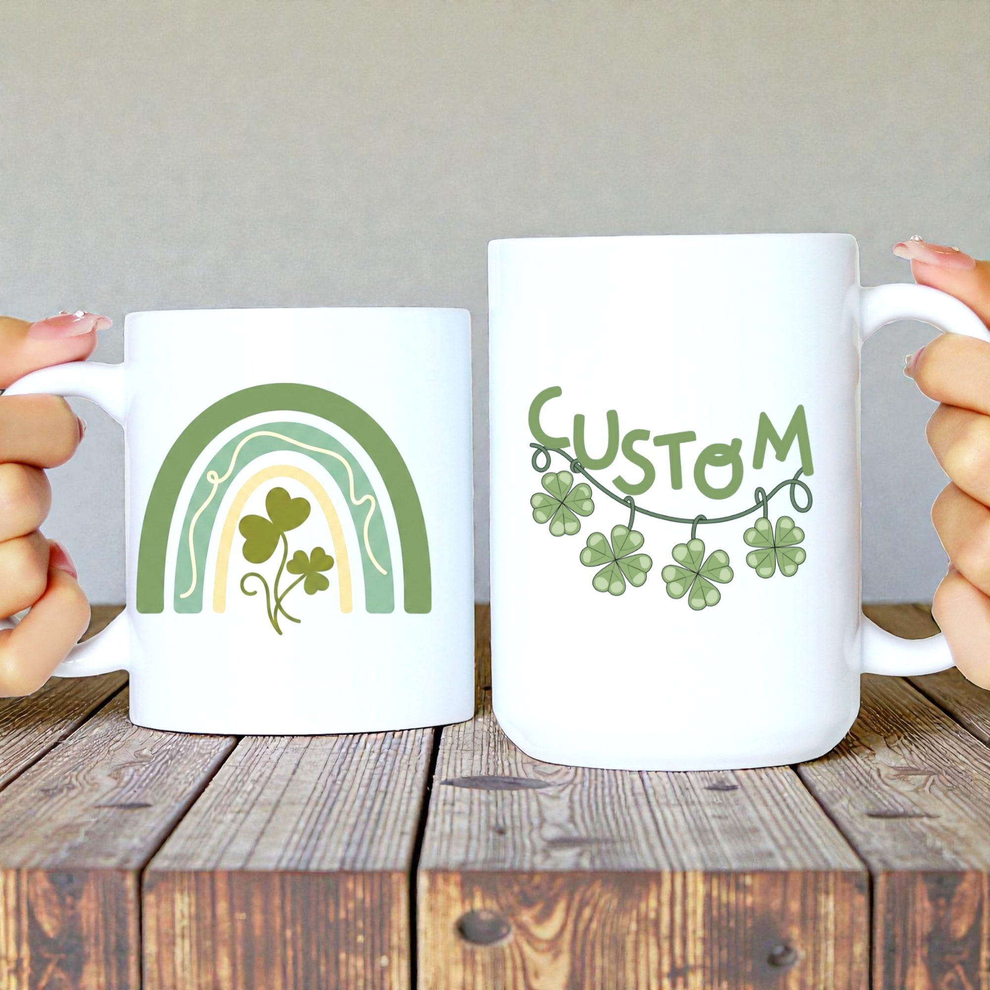 Personalized St Patrick's Day Mug, Custom Shamrock Coffee Cup (Kopya)