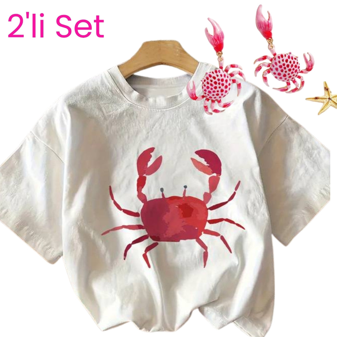YENGEÇ SEVEN SET (T-SHIRT+KÜPE)