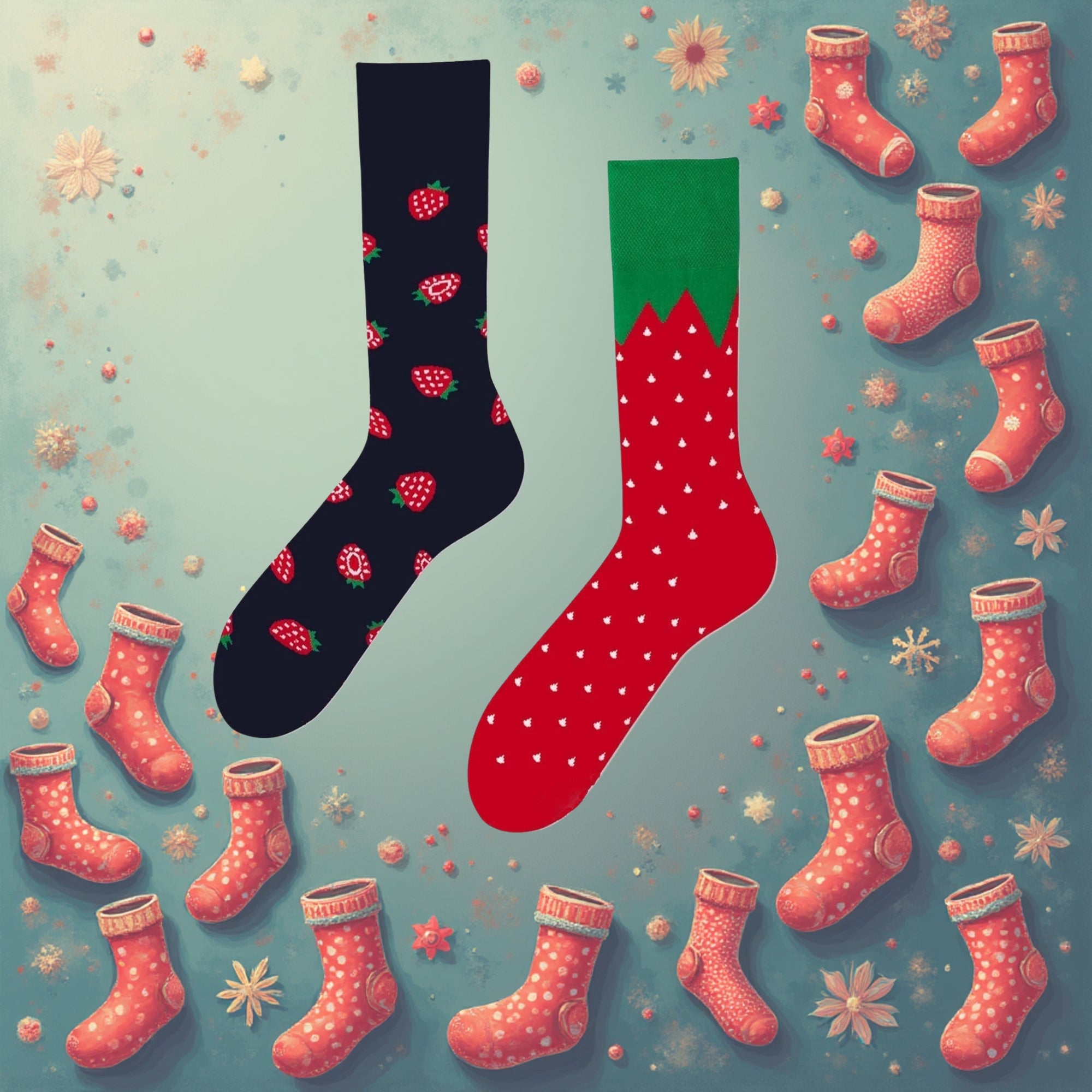 Eşleri Farklı Çilekli Çorap